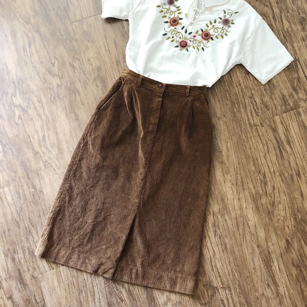 Vintage 70s Corduroy Pencil Skirt